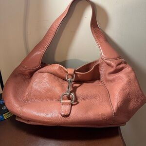 Dooney & Bourke Salmon color pebbled leather Hobo Lock Sac bag.
